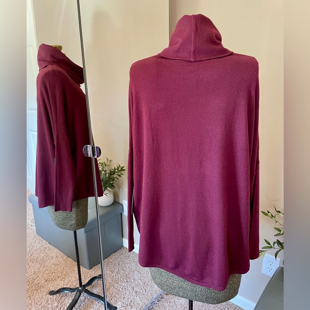 Cyrus Anthropologie Cowl Neck Sweater Burgundy Dolman Sleeve Oversized Size M - Picture 4 of 14